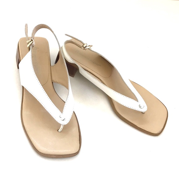 ETIENNE AIGNER Leather Sandals Low Block Heel Slingback Slip On Women’s Size 7.5 - Picture 1 of 16